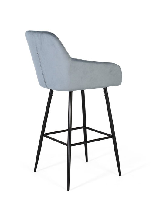 GINER Y COLOMER Lot de 2 tabourets de bar en velours bleu et métal noir, avec assise rembourrée, 69 cm de hauteur, nécessite un montage